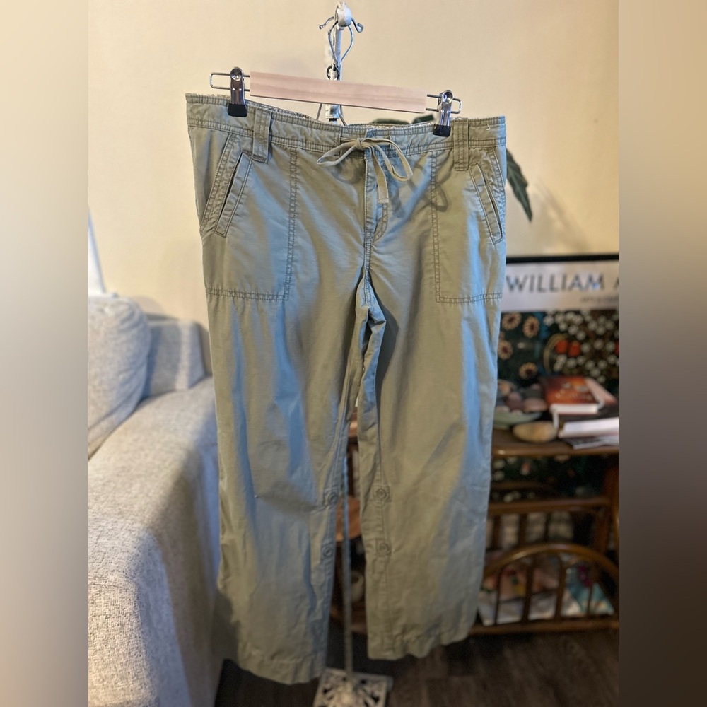 Y2K Old Navy Sage Green Drawstring Cargo Pants size 10 Utility Women’s Cotton